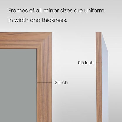 Bathroom Mirror for Wall, 30 X36 Inch (Walnut Wood Grain) | Metal Framed, HD Reflection, Anti-Rust, Hang Horizontally/Vertically, Suitable for Bedroom, Farmhouse, Bathroom, Entryway