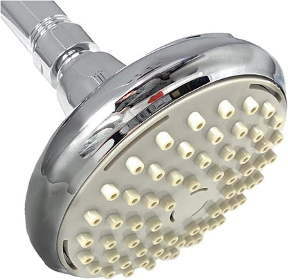 Showerhead 4" Chrome Appearance High or Low Pressure Water Saving Shower Head [3759] includes 3 removable flow restrictors and Teflon Tape