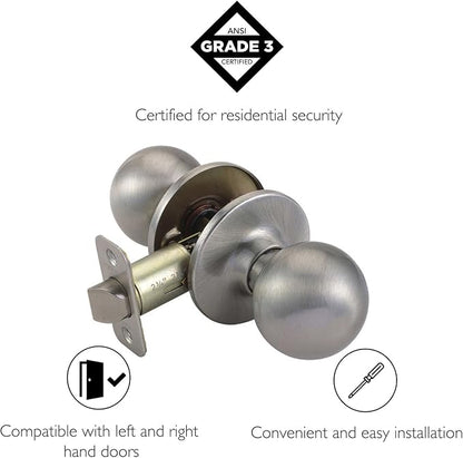 Design House 781872 Ball Passage Hall and Closet Door Knob Satin Nickel