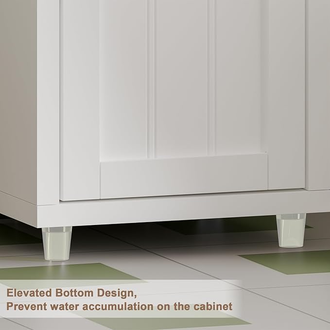 ChooChoo Narrow Bathroom Storage Cabinet with Adjustable Shelves, Tall Storage Cabinet with 2 Doors and 1 Drawer, Freestanding Cupboard for Small Spaces, White