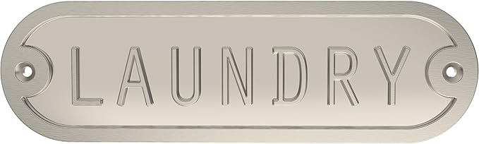 Franklin Brass Derby Laundry Door Sign Metal Interior Door Plaque in Satin Nickel HHIDPL-SN-U