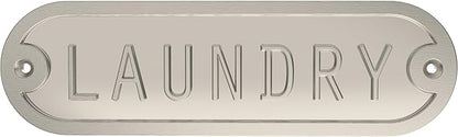Franklin Brass Derby Laundry Door Sign Metal Interior Door Plaque in Satin Nickel HHIDPL-SN-U