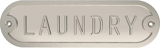 Franklin Brass Derby Laundry Door Sign Metal Interior Door Plaque in Satin Nickel HHIDPL-SN-U
