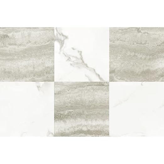 Art3d 30-Pack Peel and Stick Vinyl Floor Tiles, White & Beige Marble | 15 Tiles per Color, 12" x 12" Single Tile, Anti-Slip, Waterproof, Ideal for Kitchen, Bathroom, Living Room, Bedroom