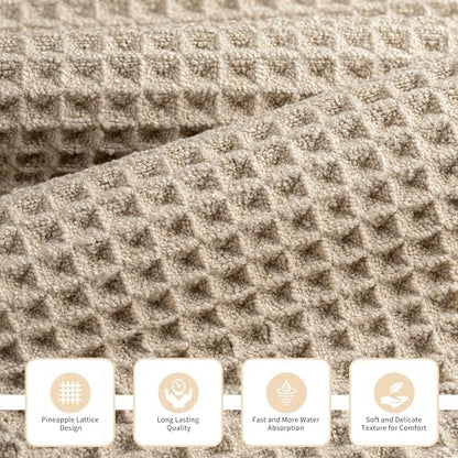 MICROFI Microfiber Waffle Bath Towels, 3 Pieces, Oversized, Soft, Absorbent, Fast Drying, Lint Free, Includes Bath, Face and Hand Towels 430 GSM