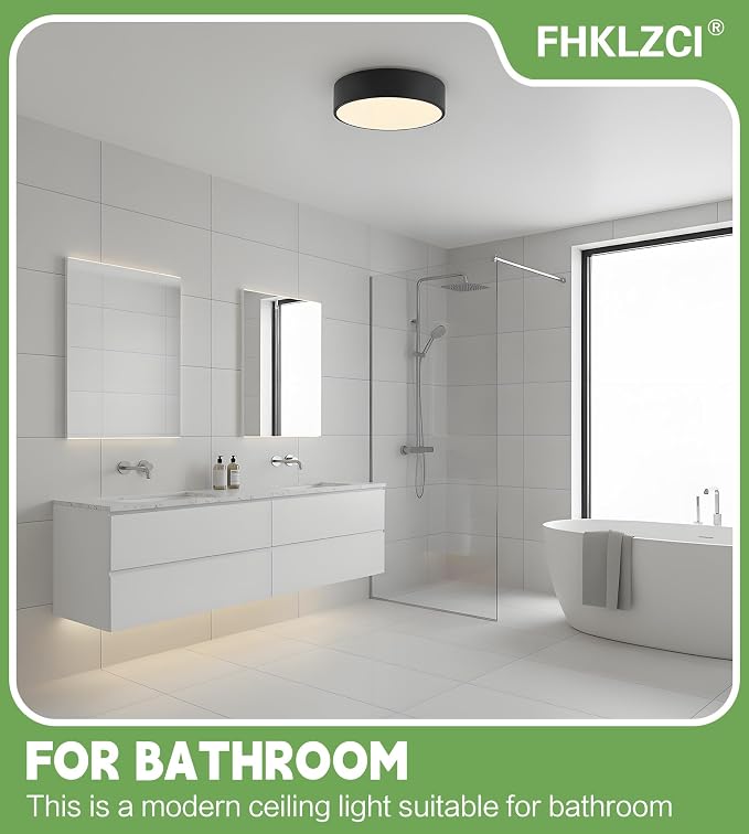 Modern LED Round Flush Mount Ceiling Light Fixture,Black,11.81 inch | Dimmable,24Watts,Bright Adjustment,5CCT 3000K/3500K/4000K/5000K/6000K,Matte,Metal,for Kitchen,Bedroom,Bathroom,Hallway,Closet