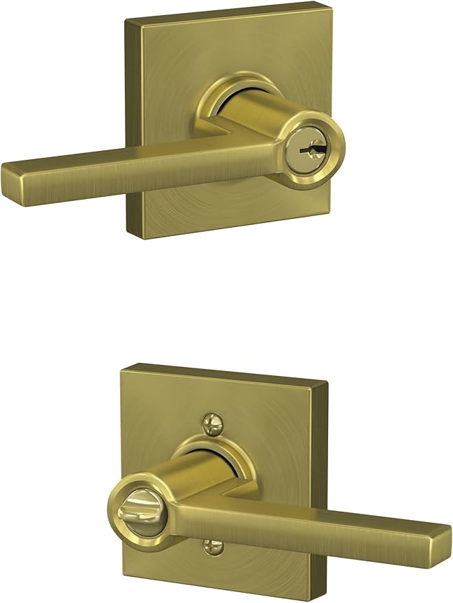 SCHLAGE F51A LAT 625 COL Latitude Lever with Collins Trim Keyed Entry Lock, Bright Chrome
