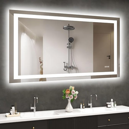 Hivone 48"X32" LED Bathroom Mirror with Lights, Anti-Fog, Dimmable, Backlit + Front Lit, Smart Bathroom Vanity Mirror, Memory Function, Shatterproof, Tempered Glass (Horizontal/Vertical)