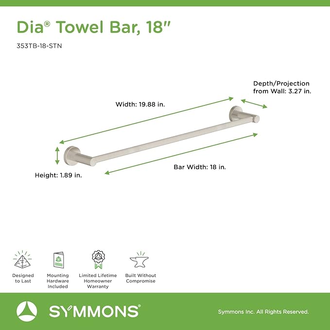 Symmons 35AC4BUNDLESTN Dia 4-Piece Wall-Mounted Bathroom Hardware Set in Satin Nickel