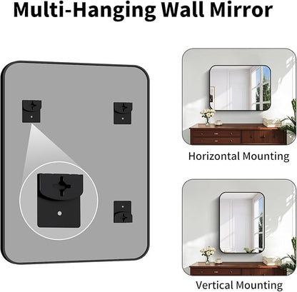 Koonmi Black Framed Bathroom Mirror - 24x36 Inch Shatterproof Tempered Glass Vanity Mirror for Bathroom Sink, Wall Mounted with Matte Aluminum Alloy Frame, No Distortion, Modern Decor