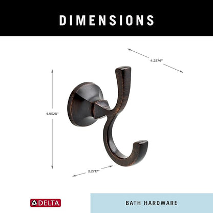 DELTA FAUCET Rubber Limited 76435-RB Ashlyn Double Towel Hook Bath Hardware Accessory in Venetian Bronze