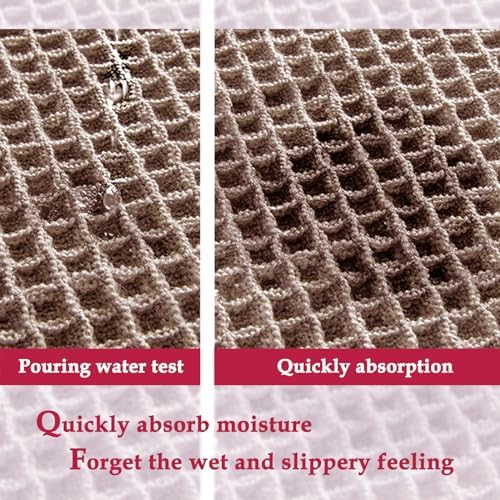 ZALL Tan Waffle Bath Mat,Super Absorbent Non Slip Long Bathroom Runner Rug,Brown 24X72inch,Machine Washable Ultra Soft Floor Mats