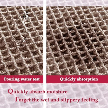 ZALL Tan Waffle Bath Mat,Super Absorbent Non Slip Long Bathroom Runner Rug,Brown 24X72inch,Machine Washable Ultra Soft Floor Mats