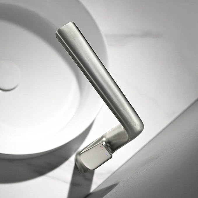 BiaoTeng Bathroom Sink Faucets One Hole Single Lever Handle High 2 Function Hot and Cold Brass Bathroom Sink Faucet Brushed Nickel