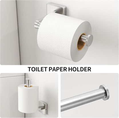 KLJKPA Brushed Nickel Bathroom Hardware Set, 24 inch Bathroom Towel Holder | Stainless Steel Towel Racks for Bathroom Accessories Set, Wall Mounted, 4-Piece
