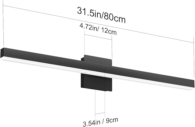Aipsun 31.5in/26W Modern Black Vanity Light LED Bathroom Vanity Light Fixtures Wall Light for Bathroom (White Light 6000K)
