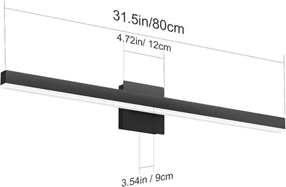 Aipsun 31.5in/26W Modern Black Vanity Light LED Bathroom Vanity Light Fixtures Wall Light for Bathroom (White Light 6000K)