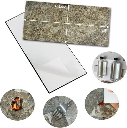 AULIGET 100-Piece Beige & Brown Slate Peel and Stick Backsplash Wall Tiles, 3" x 6" PVC Faux Stone Stick on Tile for Backsplash Kitchen, Bathroom, Laundry Room, Camper, Fireplace