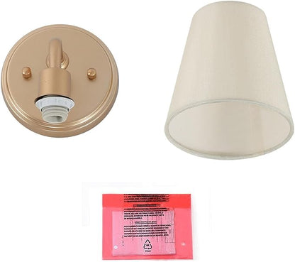 Gold Wall Sconce, Modern 1-Light Sconces Wall Lighting with Fabric Shade for Bathroom, Bedroom, Kitchen and Living Room
