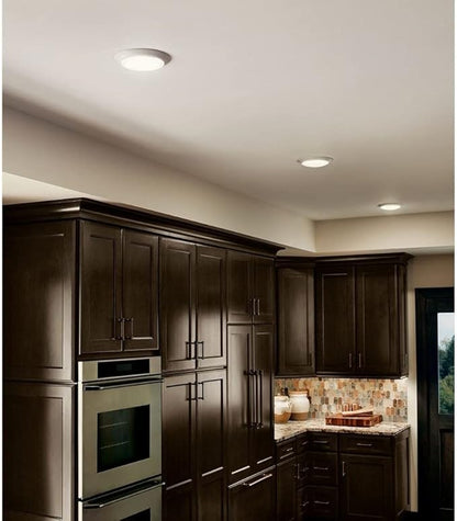 Kichler Gen 1 LED Downlight in White, 7.5” Ceiling Flush Mount Wet Rated Interior Dimmable Light for Living Room, Dining Room, Kitchen, Bathroom and Bedroom, 4000K, (7.5” x 1.5”), 43846WHLED40