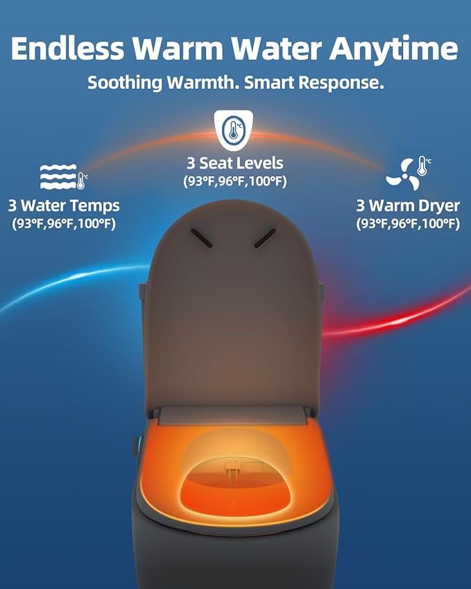 Electric Bidet Toilet Seat, Heated Toilet Seat Elongated with Instant Warm Water & Dryer, Feminine & Front Rear Wash, Wireless Remote, Self-Clean Nozzle, Slow Close Lid, Upgraded Silent ECO Child Mode
