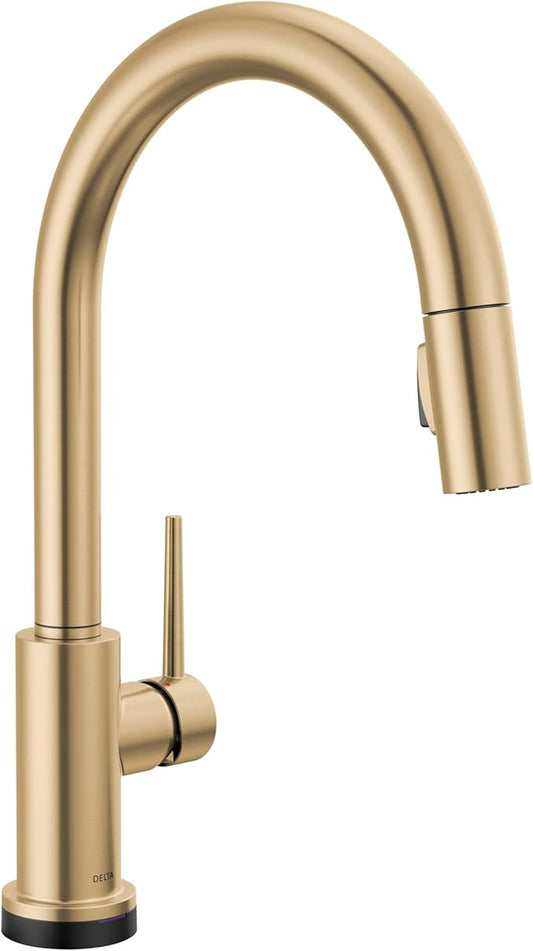 Delta Faucet Trinsic Touch Kitchen Faucet with Touchless Technology, Kitchen Faucet with Pull Down Sprayer, Gold Kitchen Sink Faucet, Touchless Kitchen Faucet, Champagne Bronze 9159TL-CZ-DST