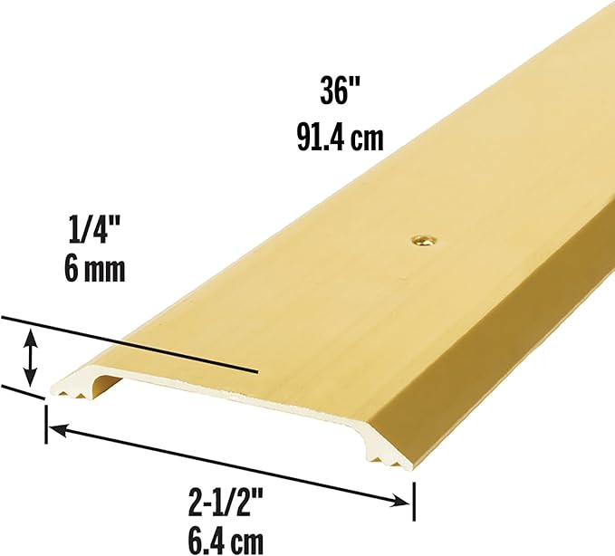 M-D Building Products 09613 2-1/2 in. x 1/4 in. x 36 in. Gold Aluminum Flat Profile Threshold for Interior Doorways