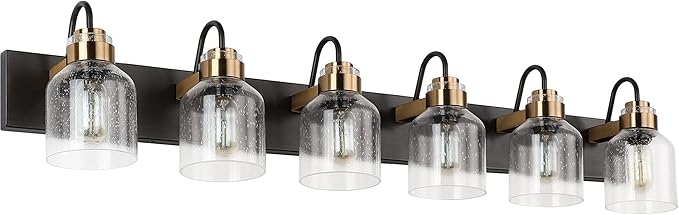 PRESDE Bathroom Vanity Light Fixtures Over Mirror 6 Light Vintage Bronze Brushed Black Bath Vanity Lighting