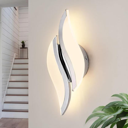 CANEOE Modern LED Wall Sconce 6000K Chrome Indoor Wall Light Fixtures Acrylic Wall Sconce Lighting for Living Room Bedroom Bedside Bathroom Hallway Stairway Wall Lamp (Chrome, 1 Pack, 3000K)
