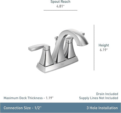 Moen Voss Brushed Gold Transitional Two-Handle High Arc Centerset Bathroom Faucet for 4-Inch 3-Hole Setup, 6901BG