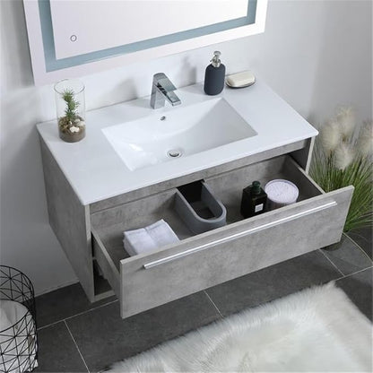 36 Inch Single Bathroom Floating Vanity in Concrete Grey, 714554