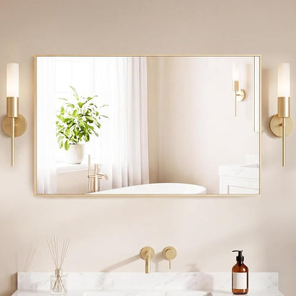 DUMOS 24"x40" Wall Mirror, Bathroom Mirrors for Over Sink, Gold | Tempered Glass & Anti Rust Metal Frame, Decor for Entryway, Living Room, Bathroom, Vanity