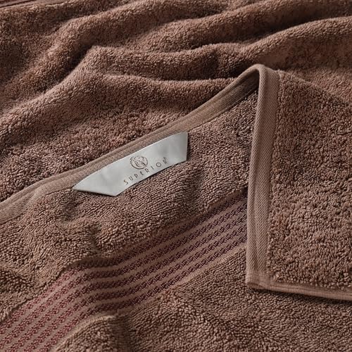 Superior Egyptian Cotton 8-Piece Towel Set, Assorted Towels for Home Bathroom, Guest Bath Decor Essentials, Includes 2 Bath, 4 Hand, 2 Face Towels/Washcloths, Quick Dry, Absorbent, Mocha