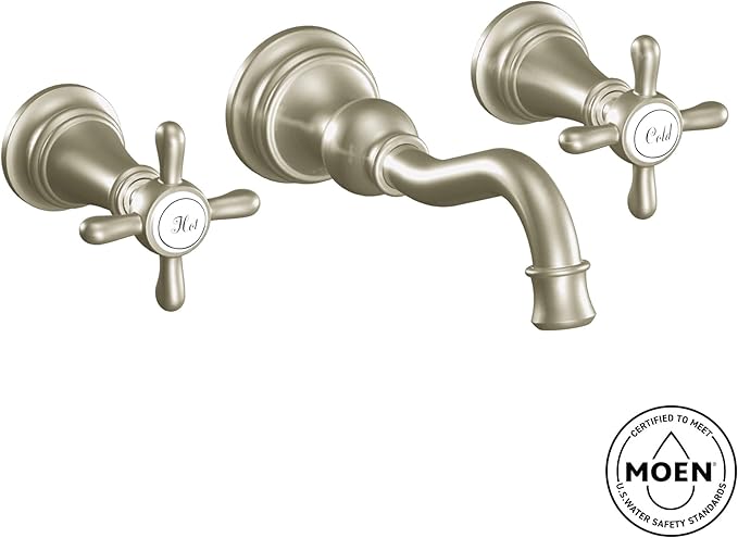 Moen Brushed Gold Weymouth 2-Handle Wall Mount High-Arc Bathroom Faucet (Valve Sold Separately), TS42112BG