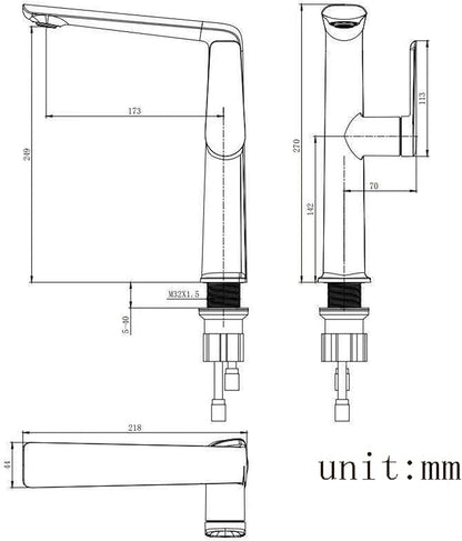BiaoTeng Brushed Gold Bathroom Faucets Single Handle High 2 Function Hot and Cold Brass Single Hole Bathroom Faucet 1 Hole