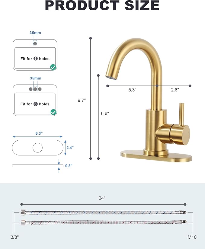 Modern Bar Sink Faucet: Single-Handle Gold Bathroom Kitchen Sink Faucet, 1 Hole Wet Bar Sink Faucets with 360°Swivel Spout for bar RV Laundry Farmhouse