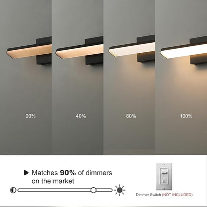 mirrea 16in 5CCT Black LED Vanity Lights for Bathroom Over Mirror | 5 color temperatures,Adjustable light angle,ETL listed,Dimmable,Bathroom lighting fixtures,Eye-friendly,Frosted acrylic shade