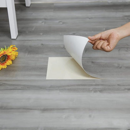 20-Pack 30 Sq.Ft Peel and Stick Floor Tile, Natural Grey Wood Grain Look | Self Adhesive and Waterproof Vinyl Flooring for Transfer Bathroom, Kitchen, Living Room, Bedroom