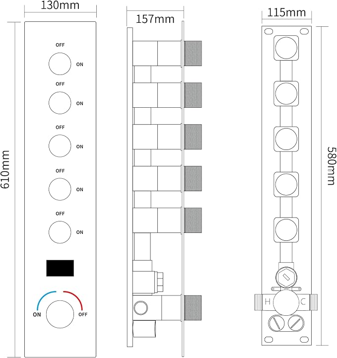 3 Functions Shower Head System Oil Rubbed Bronze Shower Faucet Set | 16X26 inch Ceiling Shower, 6 Body Jet, Handheld Shower, Temperature Display, 5 Functions Can All Run Together