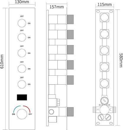 3 Functions Shower Head System Oil Rubbed Bronze Shower Faucet Set | 16X26 inch Ceiling Shower, 6 Body Jet, Handheld Shower, Temperature Display, 5 Functions Can All Run Together