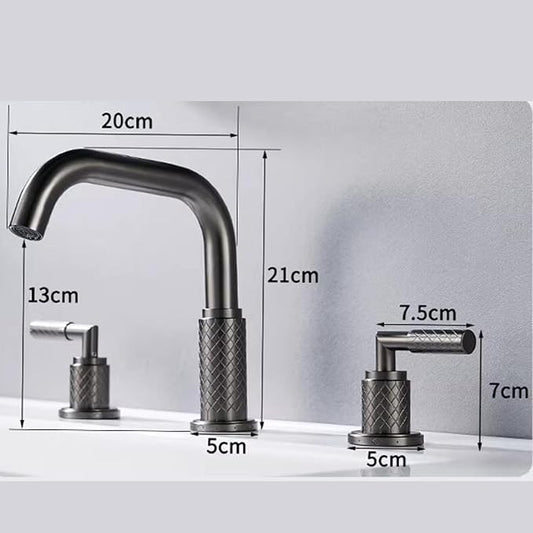 Bathroom Basin Mixer Faucet 3 Hole Brass Swivel Hot and Cold Water-Chrome Plated
