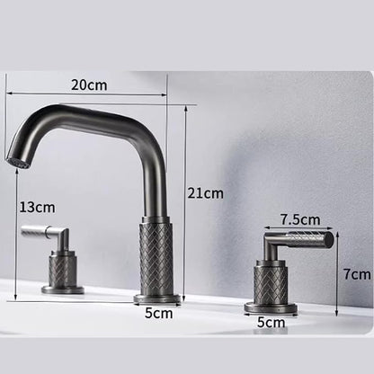 Bathroom Basin Mixer Faucet 3 Hole Brass Swivel Hot and Cold Water-Brushed Gold