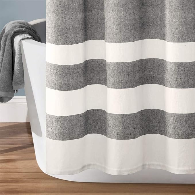 Lush Decor Navy and Gray Cape Cod Cotton Shower Curtain (72" x 72")