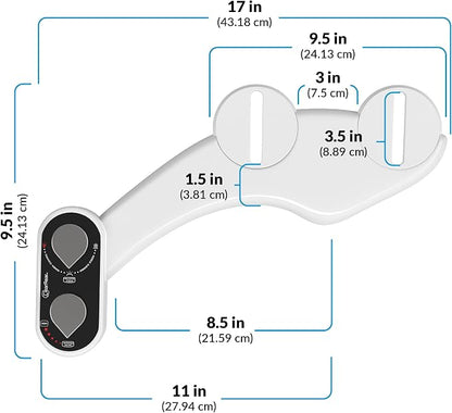 CLEAR REAR Bidet Attachment for Toilet Seat - Non-Electric with Self Cleaning Dual Nozzles, Leak Proof Connectors, Adjustable Water Spray, Rear & Feminine Wash - Hygienic Bathroom Upgrades