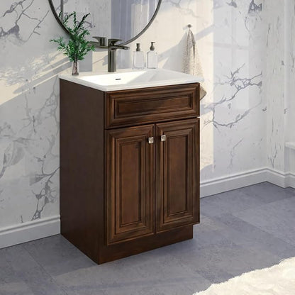 Bathroom Vanity Sink Base Ready-to-Assemble Bathroom Cabinet 24"/30'/36" Width (Vanity Base in Maple Walnut, 24 inch)