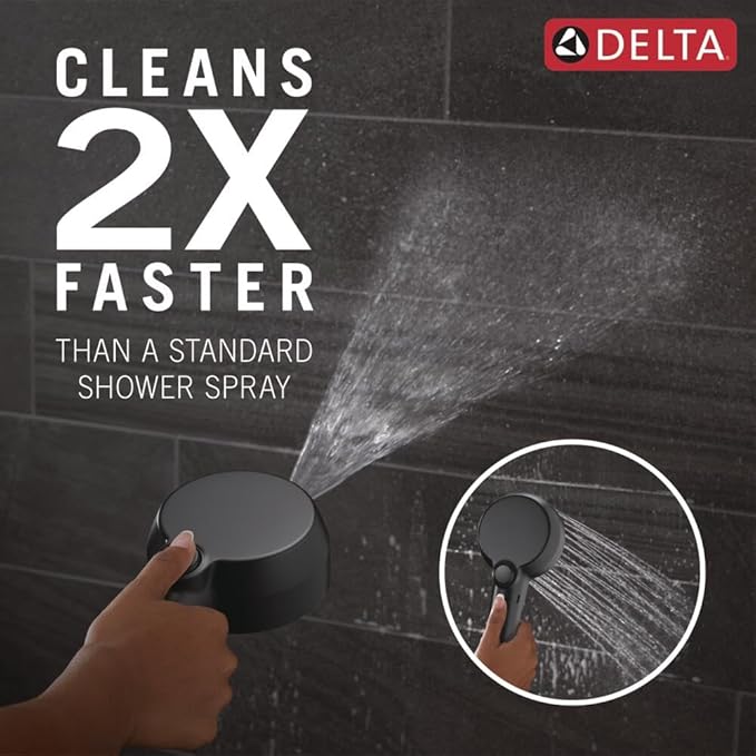 Delta 5-Setting In2ition 2-in-1 Dual Shower Head with Handheld High Pressure ProClean Spray, Matte Black Detachable Shower Head with Hose, 1.75 GPM Flow Rate, Matte Black 75548BL
