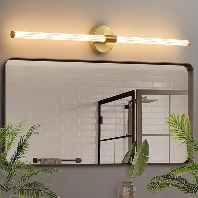 Gold Bathroom Vanity Lights 39" Long LED Vanity Light Bar | 360° Bright Bathroom Lights, Dimmable Vanity Light, Hardwired Wall Light 3000K Warm White for Mirror