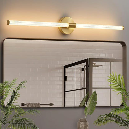 Gold Bathroom Vanity Lights 39" Long LED Vanity Light Bar | 360° Bright Bathroom Lights, Dimmable Vanity Light, Hardwired Wall Light 3000K Warm White for Mirror