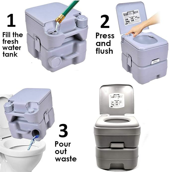 XKMT- 5 Gallon 20L Portable Toilet Flush Travel Camping Outdoor/Indoor Potty Commode
