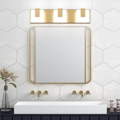 Aipsun Gold Bathroom Vanity Light Fixtures Modern LED 3 Lights Vanity Light for Bathroom Up and Down Wall Light Fixtures 6000K